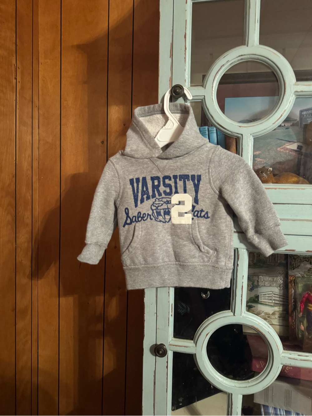 Baby Boy Grey 'Varsity 2' Hooded Sweatshirt Size 6 9 Months C2